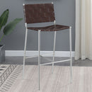 Adelaide Upholstered Bar Stool with Open Back Brown and Chrome - NY Furniture Direct (NY)