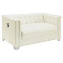 Chaviano Tufted Upholstered Loveseat Pearl White - NY Furniture Direct (NY)