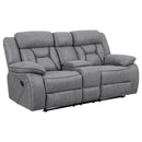 Higgins Pillow Top Arm Motion Loveseat with Console Grey - NY Furniture Direct (NY)