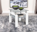 Dyer Square Glass Top End Table With Shelf White - NY Furniture Direct (NY)