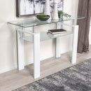 Dyer Rectangular Glass Top Sofa Table With Shelf White - NY Furniture Direct (NY)