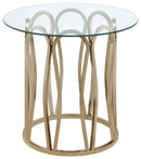 Monett Round End Table Chocolate Chrome and Clear - NY Furniture Direct (NY)