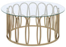 Monett Round Coffee Table Chocolate Chrome and Clear - NY Furniture Direct (NY)