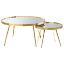 Kaelyn 2-piece Mirror Top Nesting Coffee Table Mirror and Gold - NY Furniture Direct (NY)