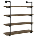 Elmcrest 40-inch Wall Shelf Black and Rustic Oak - NY Furniture Direct (NY)