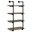 Elmcrest 24-inch Wall Shelf Black and Rustic Oak - NY Furniture Direct (NY)