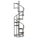 Roseglen 8-shelf Staircase Bookcase Rustic Brown and Black - NY Furniture Direct (NY)
