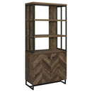 Millbrook 2-door Bookcase Rustic Oak Herringbone and Gunmetal - NY Furniture Direct (NY)