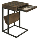 Chessie 1-drawer Square Side Table With Leatherette Sling Tobacco and Black - NY Furniture Direct (NY)