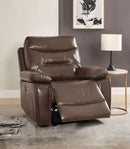 Aashi Brown Leather-Gel Match Recliner (Power Motion) - NY Furniture Direct (NY)