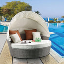 Acme Salena Patio Canopy Sofa with Ottoman in Beige Fabric & Gray Wicker 45025 - NY Furniture Direct (NY)