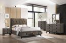 Avantika Fabric & Rustic Gray Oak Eastern King Bed (Storage) - NY Furniture Direct (NY)