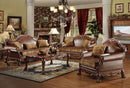 Dresden Brown PU & Chenille, Cherry Oak 3-Piece Living Room Set - NY Furniture Direct (NY)