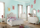 Edalene PU & Pearl White Twin Bed - NY Furniture Direct (NY)