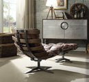 Gandy Retro Brown Top Grain Leather Chair & Ottoman (2Pc Pk) - NY Furniture Direct (NY)