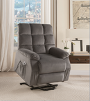 Ipompea Gray Velvet Recliner w/Power Lift & Massage - NY Furniture Direct (NY)