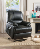 Ixora Black PU Recliner w/Power Lift & Massage - NY Furniture Direct (NY)