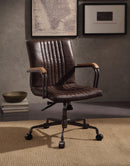 Joslin Distress Chocolate Top Grain Leather Office Chair - NY Furniture Direct (NY)