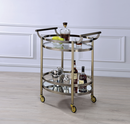 Lakelyn Brushed Bronze & Clear Glass Serving Cart - NY Furniture Direct (NY)
