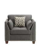 Laurissa Light Charcoal Linen Chair & 3 Pillows - NY Furniture Direct (NY)