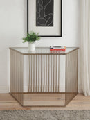 Oaklie Champagne & Clear Glass Sofa Table - NY Furniture Direct (NY)