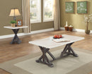 Romina White Marble & Weathered Espresso Coffee Table - NY Furniture Direct (NY)