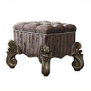 Versailles Fabric & Antique Platinum Vanity Stool - NY Furniture Direct (NY)