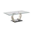 Pruitt Glass Top Coffee Table Clear and Satin - NY Furniture Direct (NY)