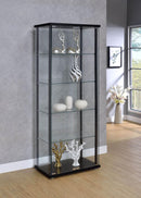 Delphinium 5-shelf Glass Curio Cabinet Black and Clear - NY Furniture Direct (NY)