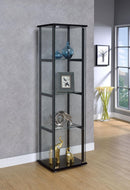 Cyclamen 4-shelf Glass Curio Cabinet Black and Clear - NY Furniture Direct (NY)