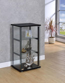 Cyclamen 3-shelf Glass Curio Cabinet Black and Clear - NY Furniture Direct (NY)