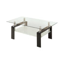 Dyer Tempered Glass Coffee Table with Shelf Black - NY Furniture Direct (NY)
