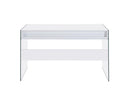 Dobrev 2-drawer Writing Desk Glossy White and Clear - NY Furniture Direct (NY)