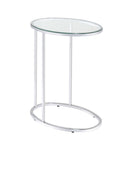 Kyle Oval Snack Table Chrome and Clear - NY Furniture Direct (NY)
