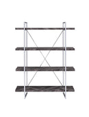 Grimma 4-shelf Bookcase Rustic Grey Herringbone - NY Furniture Direct (NY)