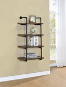 Elmcrest 24-inch Wall Shelf Black and Rustic Oak - NY Furniture Direct (NY)