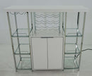 Gallimore 2-door Bar Cabinet with Glass Shelf High Glossy White and Chrome - NY Furniture Direct (NY)