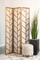 Mila Foldable 3-panel Screen Walnut and Linen - NY Furniture Direct (NY)