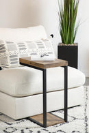 Beck C-Shape Snack Table Black and Antique Nutmeg - NY Furniture Direct (NY)