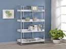 Ember 4-shelf Bookcase White High Gloss and Chrome - NY Furniture Direct (NY)