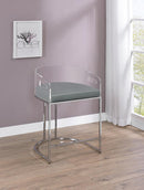 Thermosolis Acrylic Back Counter Height Stools Grey and Chrome (Set of 2) - NY Furniture Direct (NY)