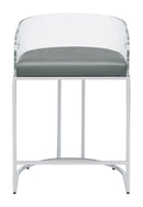 Thermosolis Acrylic Back Counter Height Stools Grey and Chrome (Set of 2) - NY Furniture Direct (NY)