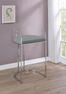 Thermosolis Acrylic Back Bar Stools Grey and Chrome (Set of 2) - NY Furniture Direct (NY)