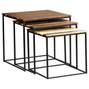 Belcourt 3-piece Square Nesting Tables Natural and Black - NY Furniture Direct (NY)