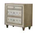 Antonella 3-drawer Upholstered Nightstand Ivory and Camel - NY Furniture Direct (NY)