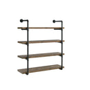 Elmcrest 40-inch Wall Shelf Black and Rustic Oak - NY Furniture Direct (NY)