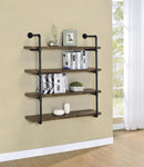 Elmcrest 40-inch Wall Shelf Black and Rustic Oak - NY Furniture Direct (NY)