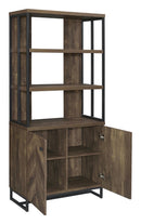 Millbrook 2-door Bookcase Rustic Oak Herringbone and Gunmetal - NY Furniture Direct (NY)