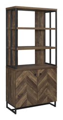 Millbrook 2-door Bookcase Rustic Oak Herringbone and Gunmetal - NY Furniture Direct (NY)