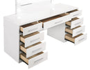 Felicity 9-drawer Vanity Desk with Lighted Mirror Glossy White - NY Furniture Direct (NY)